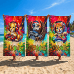 Personalized Animal Gamer Graffiti Quick Dry Oversized Beach Towel with Name Beach Party Swimming Pool Summer Vacation Gift for Gamer Kid