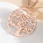 Personalised Tree of Life Tree Necklace with 1-13 Name Family Jewellery Mother's Day BIrthday Gift for Mom Grandma