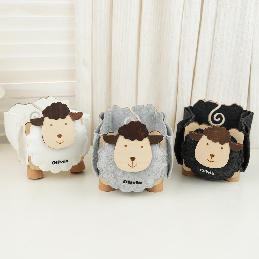 Personalized Sheep Shape Crochet Sewing Storage Organizer Yarn Sewing Tools Accessories Box Birthday Christmas Gift for Tailor Handicraft Lover 3