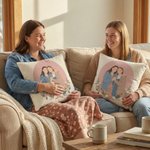 Personalizzato Multi-Color stile piatto foto di gruppo morbido cuscino di copertura con testo in basso Home Decor Regalo per la festa della mamma nonna