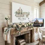 Personalised Watercolour Wedding Venue Portrait Canvas Prints  with Name and Date Home Decor Anniversary Wedding Gift for Couple