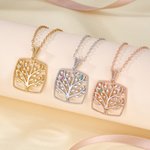 Personalized Dainty Family Tree Necklace with 1-8 Birthstones Exquisite Jewellery Mother's Day Birthday  Gift for Mom Grandma