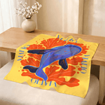 Personalisiertes Mehrfarbiges Quadratisches Seidensatin Halstuch mit Namen Ozean Illustration Design Reise Party Accessoire Geschenk für Damen