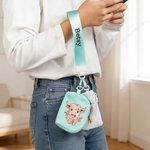 Gepersonaliseerd Schattig Hoogland Koe Geboorte Bloemen Polsbandje Portemonnee met Naam Moederdag Verjaardagscadeau voor Vrouwen