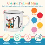 Personalisierte Osterhase 12 oz farbigen Rand Emaille-Becher mit Namen und Initialen täglichen Gebrauch Ostern Geschenk für Familie Kinder