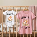 Personlig vår første morsdag 100% bomulls T-skjorte Baby Bodysuit med navn Bursdag morsdagsgave til babymor