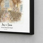 Personalised Watercolour Wedding Venue Portrait Canvas Prints  with Name and Date Home Decor Anniversary Wedding Gift for Couple