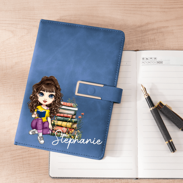 Cahier A5 personnalisé en cuir PU avec nom Cadeau d'anniversaire pour les rats de bibliothèque