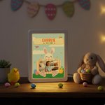 Personalized Easter-Themed Cute Bunny LED Mirror Photo Frame with Name Home Decor Easter Gift for Kids Teenagers