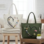 Personlig fødselsblomst Corduroy stor kapasitet Tote Bag med kallenavn og navn Daglig bruk Reise Morsdag Bursdagsgave til mamma bestemor