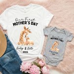 Personlig vår første morsdag 100% bomulls T-skjorte Baby Bodysuit med navn Bursdag morsdagsgave til babymor