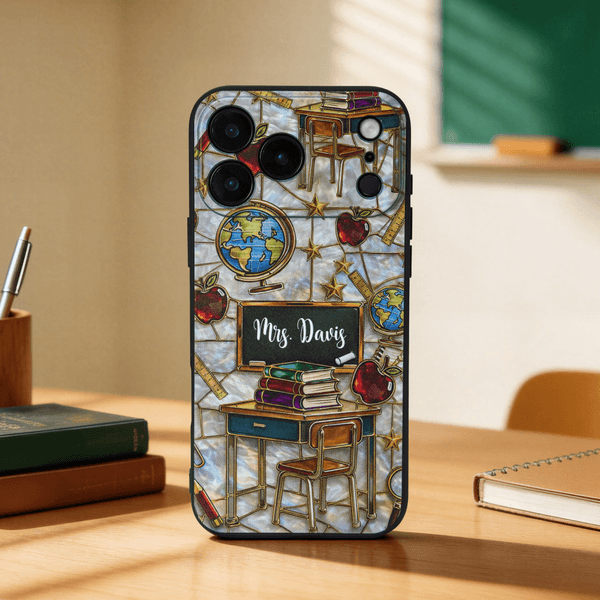 Personalized School Theme Design Phone Case with Name Birthday Teacher's Day Gift for Teachers