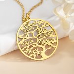 Personalised Tree of Life Tree Necklace with 1-13 Name Family Jewellery Mother's Day BIrthday Gift for Mom Grandma
