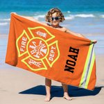 Personalized Firefighting Element Oversized Quick Dry Beach Towel with Name Beach Travel Essentials Father's Day Birthday Gift for Firefighter Dad