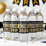 Personalized Congratulations Class of 2026 Water Bottle Label Sticker with Name and Year Set of 10 Graduation Party Gift for Graduates