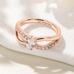 Personalized 1-6 Birthstones Sterling Silver Ring with Engraved Text Dainty Jewelry Anniversary Birthday Mother's Day Gift for Women