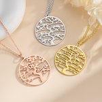 Personalised Tree of Life Tree Necklace with 1-13 Name Family Jewellery Mother's Day BIrthday Gift for Mom Grandma