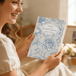 Personifierad Something Blue Vintage Floral A5 Anteckningsbok med namn datum och 200 linjerade sidor Bridal Shower Bröllopsgåva till bruden