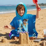 Personlig tegneserie dykkerkarakter Initial Mykt hettehåndkle med hette med navn sommerferie strandbassengfest bursdagsgave til gutter jenter