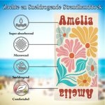 Gepersonaliseerde Sneldrogende Strandhanddoek met Kleurrijke Bloemen en Naam - als Zomercadeau Verjaardagscadeau of Feestelijk Cadeau voor Dames