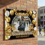Personligt grattis foto färgglada ballonger glittrande banner med namn och skolnamn Graduation Ceremony Party Gift för klass 2026 Graduates