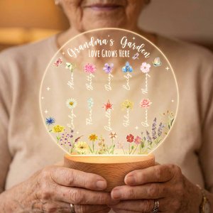 Henkilökohtainen Perhoset 1-13 Syntymä Kukat LED-yövalo nimellä ja puinen pohja Home Decor Äitienpäivä Syntymäpäivälahja äideille isoäideille