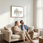 Personalised Watercolour Wedding Venue Portrait Canvas Prints  with Name and Date Home Decor Anniversary Wedding Gift for Couple