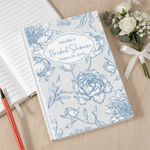 Personalised Something Blue Vintage Floral A5 Notebook with Name Date and 200 Lined Pages Bridal Shower Wedding Gift for Bride