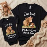 Personlig søt Highland Cow Our First Mother's Day 100% bomull T-skjorte Baby Bodysuit med navn Bursdag Morsdagsgave til babymor