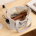 Personlig fødselsblomst Corduroy stor kapasitet Tote Bag med kallenavn og navn Daglig bruk Reise Morsdag Bursdagsgave til mamma bestemor