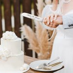 Personalised Initial Cake Knife and Server Set with Name and Date Wedding Engagement Gift for Couple