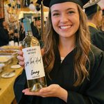 Personalized Simple Line Graduation Cap Waterproof Wine Stickers Labels with Name and Year Graduation Party Gift for Master PhD Graduates