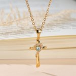 Personalizado Corazón Piedra de Nacimiento Estilo Cruz Collar Dainty Joyería Aniversario Día de la Madre Cumpleaños Regalo para Mujer Mamá Abuela