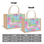 Personalisierte bunte Hand gezeichnete Palme große Kapazität Jute Tasche mit Namen und Text täglichen Gebrauch Geburtstag Geschenk für Schwester Freund
