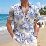 Personalized Retro Pencil Sketch Style Dog Cat Portrait Hawaiian Unisex Shirt Birthday Summer Vacation Gift for Pet Lovers Owners