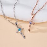 Personalizado Corazón Piedra de Nacimiento Estilo Cruz Collar Dainty Joyería Aniversario Día de la Madre Cumpleaños Regalo para Mujer Mamá Abuela