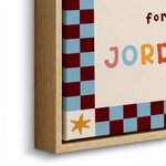 Toile personnalisée avec initiale et nom - Style damier multicolore - Cadeau de naissance pour nouveaux parents