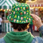 Spersonalizowane zdjęcie śmiesznej twarzy Unisex Wędkarski kapelusz plażowy Niezbędny prezent urodzinowy na Dzień Świętego Patryka dla przyjaciela rodziny