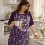 Personalized 1-16 Cartoon Line Art Kids Nightgown with Names and Side Pocket Daily Wear Mother's Day Birthday Gift for Grandma Mom