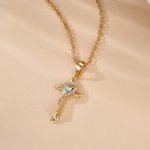 Personalizado Corazón Piedra de Nacimiento Estilo Cruz Collar Dainty Joyería Aniversario Día de la Madre Cumpleaños Regalo para Mujer Mamá Abuela