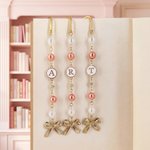 Personalised Pearl Bow Beaded Charm Bookmark with Initial Birthday Gift for Book Lovers Bookworms