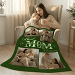Personalized Best Mom I Love You Ever Soft Throw Blanket with Name and 4 Photos Home Decor Mother's Day Birthday Gift for Mom