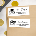 Personalised Class of 2026 Design Waterproof Stickers with Name Return Address Label Celebration Graduation Party DIY Decor for Graduates