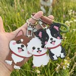 Personalized Cute Dog PU Leather Charm Keychain with Name Daily Use Birthday Gotcha Day Memorial Gift for Pet Lover Owner