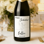 Personalized Simple Line Graduation Cap Waterproof Wine Stickers Labels with Name and Year Graduation Party Gift for Master PhD Graduates