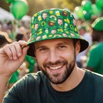 Spersonalizowane zdjęcie śmiesznej twarzy Unisex Wędkarski kapelusz plażowy Niezbędny prezent urodzinowy na Dzień Świętego Patryka dla przyjaciela rodziny