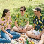 Chemise Personnalisée avec Portrait Photo et Icône de Personnage Style Hawaïen Thème Citron Cadeau Anniversaire pour Famille Amis Amateur de Voyage
