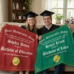 Personalisierte Graduierung Zertifikat Design Throw Decke mit Namen und Schulnamen Graduierung Geschenk für High School College Absolventen
