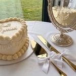 Personalised Initial Cake Knife and Server Set with Name and Date Wedding Engagement Gift for Couple