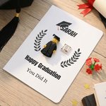 Mini Figure Joy for Your Big Day - Personalised 3D Pixel Block Style Graduate Card Keychain Set - Graduation Gift for Graduates Classmates
